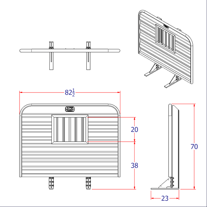 Semi truck aluminum headache rack 5' tall with jailbar window HR20002J Ace Manufacturing Diagram
