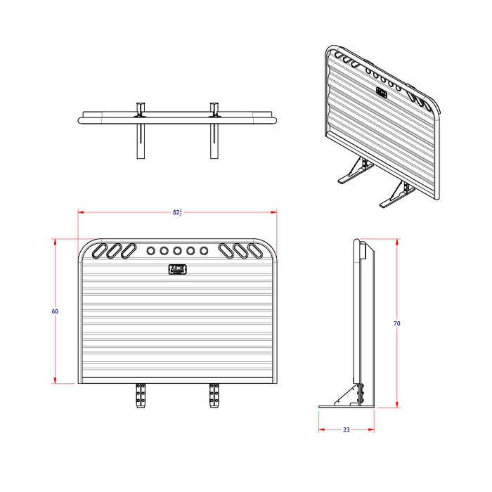 Headache rack for semi truck integrated lights dimension diagram Ace Manufacturing HR200400
