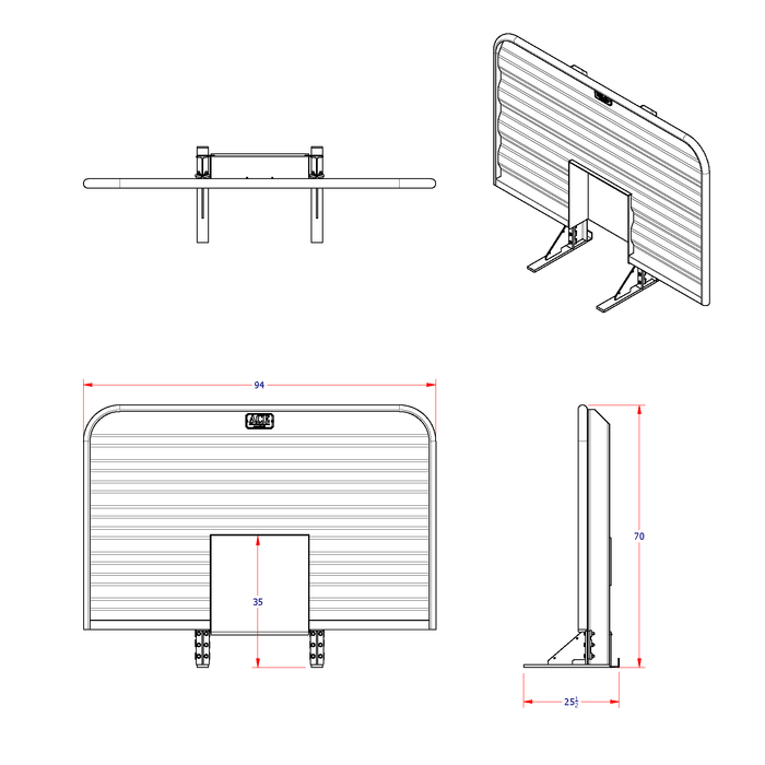 Headache rack for semi truck designed for hydraulic tank and cradle installation shown installed Ace Manufacturing HR20M000-94W tank and cradle sold separately