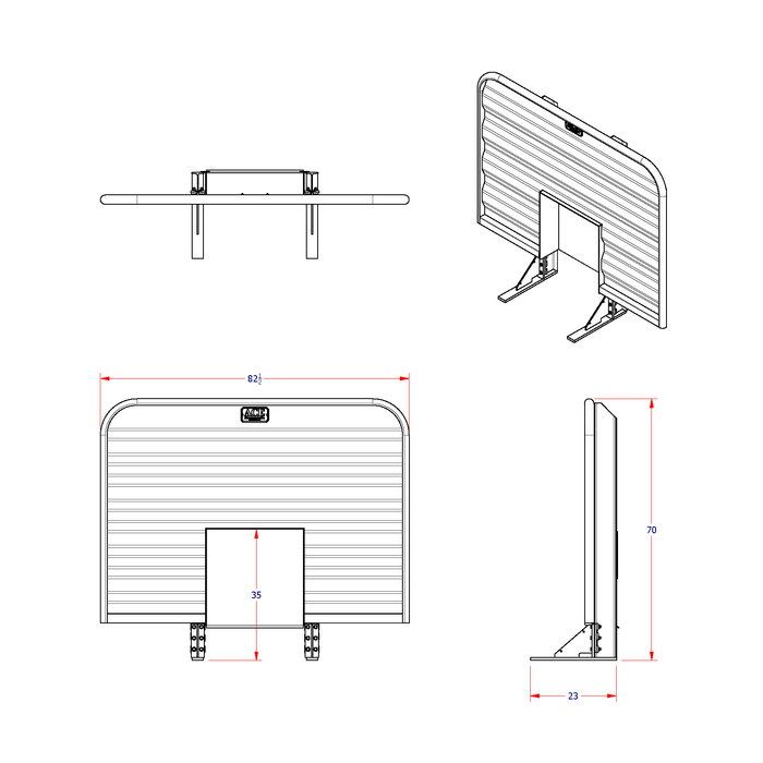 Headache rack for semi truck hydraulic tank cutout dimension diagram Ace Manufacturing HR20M000