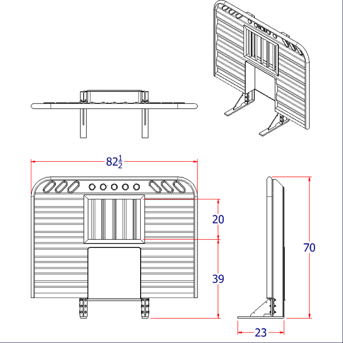Headache rack for semi truck hydraulic tank cutout dimension diagram Ace Manufacturing HR20M23J