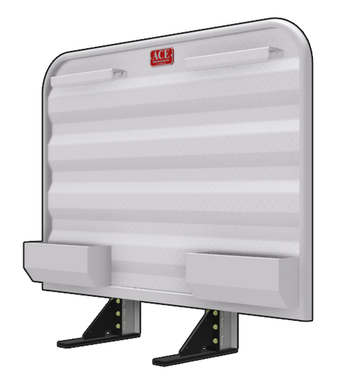 Headache rack for semi truck with dual storage trays and upper tire chain hangers Ace Manufacturing HR220000