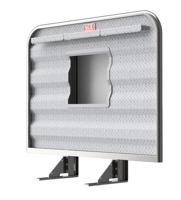 Headache rack for semi truck with single recessed center storage pocket aluminum Ace Manufacturing HR27000R