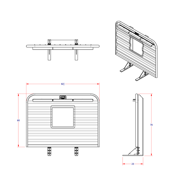 Headache rack for semi truck single recessed center pocket dimension diagram Ace Manufacturing HR27000R
