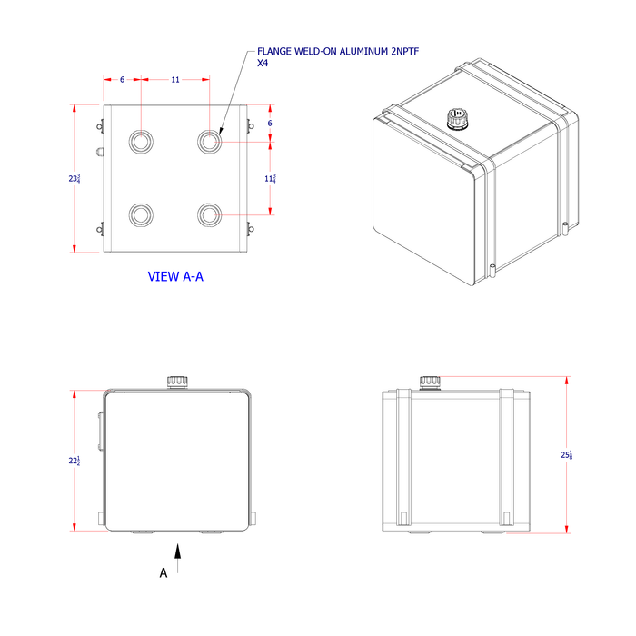 HYD50SM hydraulic tank dimensions and specifications drawing