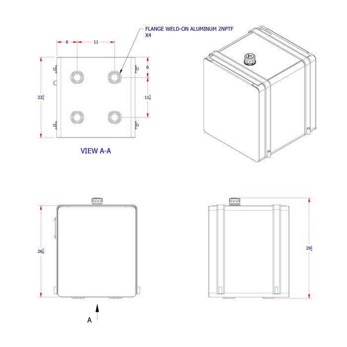 HYD60CP hydraulic tank size and specification illustration