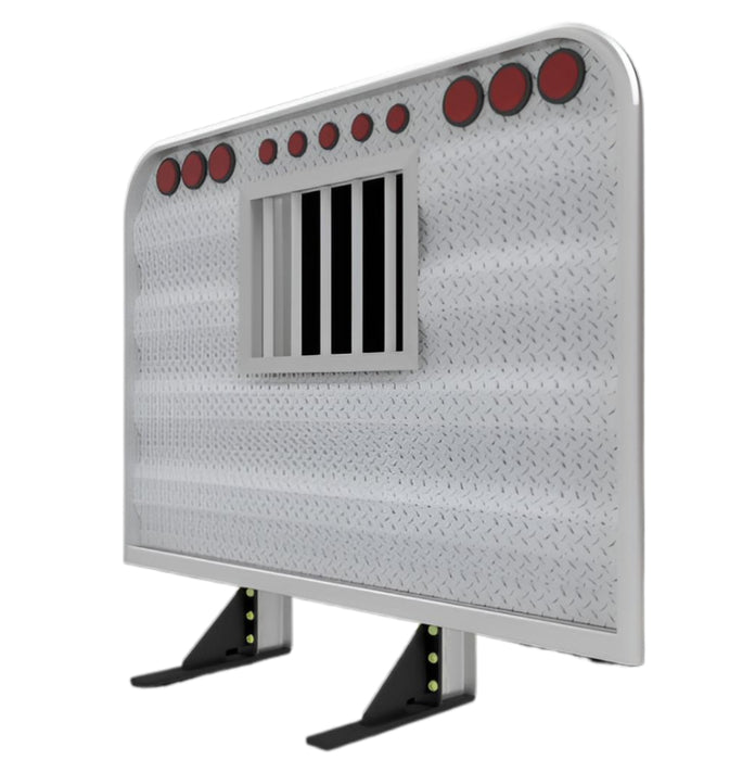 Headache rack for semi truck with integrated lights and jailbar window Ace Manufacturing HR20035J