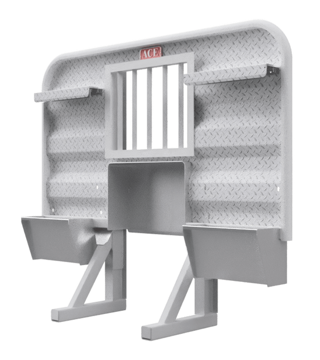 Headache rack for semi truck with raised window and 80 gallon hydraulic tank mount HR15T06J