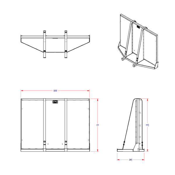 Log truck headache rack aluminum cab guard Ace Manufacturing LR7010 technical diagram