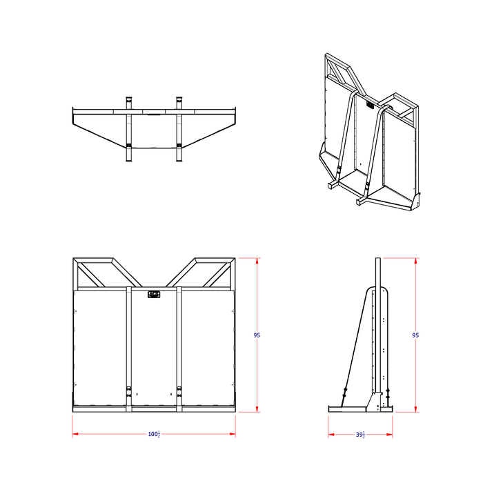 a diagram of Ace Manufacturings LR7310 headache rack cab guard for logging trucks on a white background