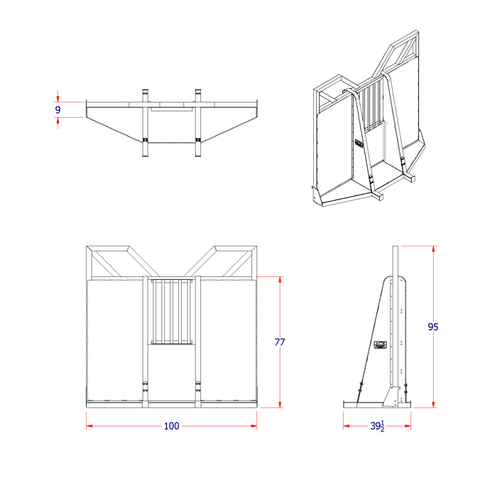 a diagram of Ace Manufacturings LR7312 headache rack with window for log trucks on a white background