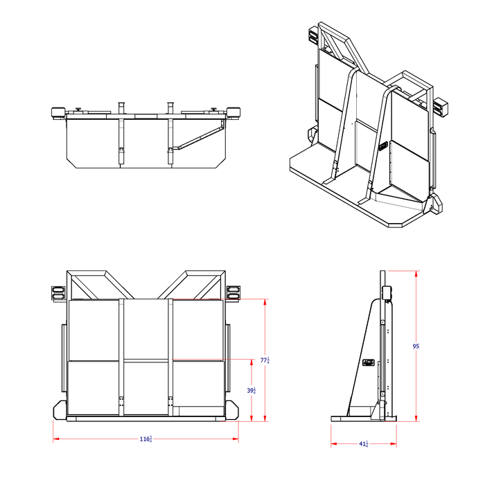 Log truck headache rack aluminum cab guard full deck with mesh and corner lights Ace Manufacturing LR7324 Diagram