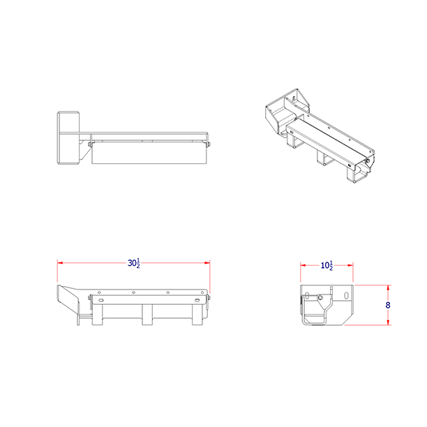 TCH3-AL-L Ace Manufacturing semi truck tire chain hanger drivers side frame mount for airliner Suspensions  dimensions diagram