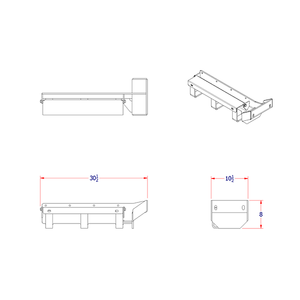 TCH3-AL-R Ace Manufacturing semi truck tire chain hanger passengers side frame mount for airliner Suspensions  dimensions diagram