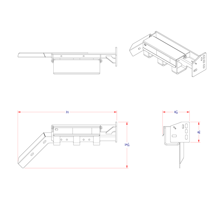 TCH3-RF45-L Ace Manufacturing semi truck tire chain hanger left hand 45 degree Diagram