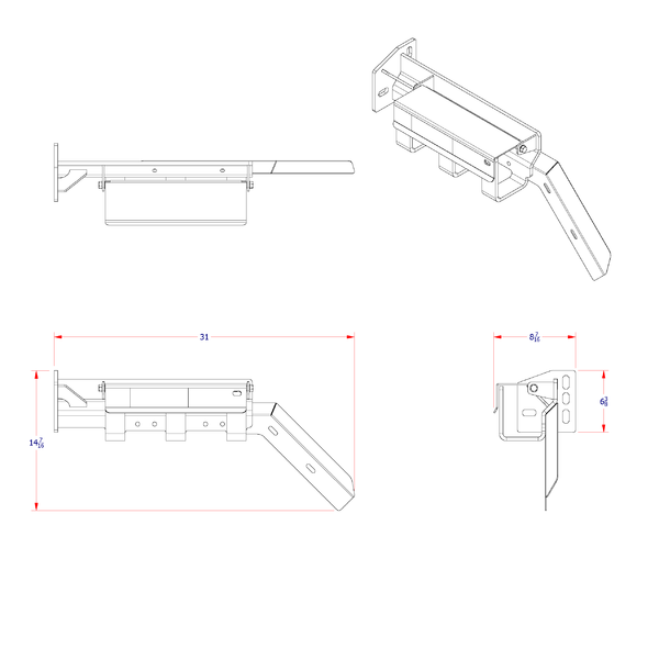 TCH3-RF45-R Ace Manufacturing semi truck tire chain hanger right hand 45 degree Diagram