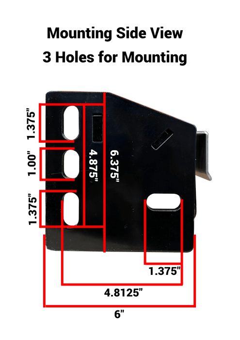 A diagram of TCH3-RF-R Mud Flap Tire Chain Hanger's mounting plate with dimensions on a white background