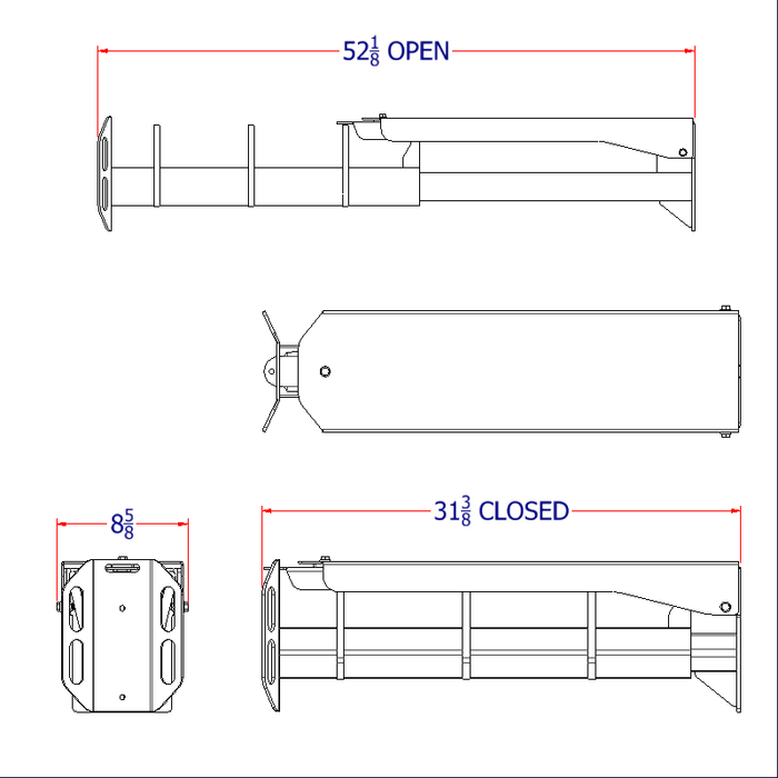 TCH6PO Ace Manufacturing pull out tire chain hanger for semi truck dimensions diagram
