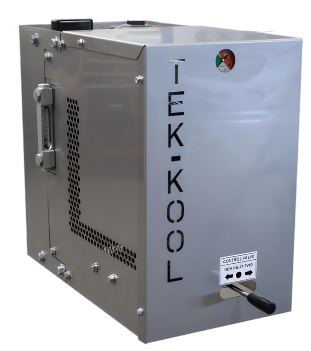 a Tek-Kool Hydraulic Oil Cooler with Control Valve with a knob saying Rev, Neut, Fwd