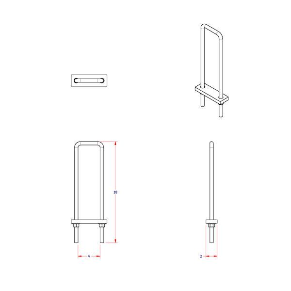 Ace Manufacturing UB4X18 universal headache rack mounting hardware diagram