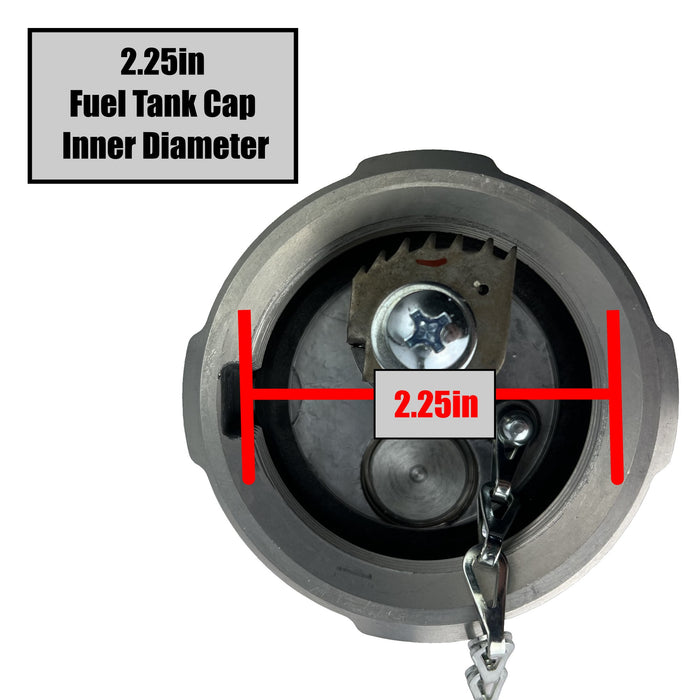 A hino fuel tank cap bottom showing the fuel cap inner diameter of 2.25"