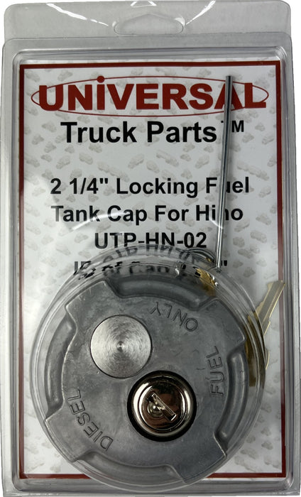 Hino Compatible Fuel tank cap for trucks with 'Universal Truck Parts' packaging.