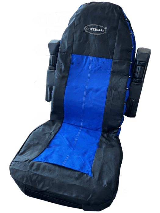 COVERALLS High Back Black and Blue Truck Seat Cover 181704XN1162