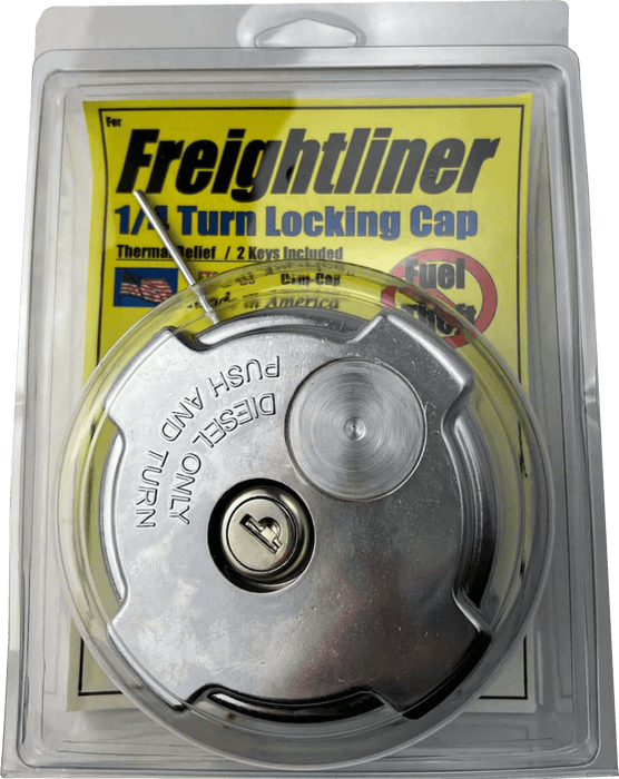 Chrome Freightliner Locking Fuel Cap Push and Turn 1/4