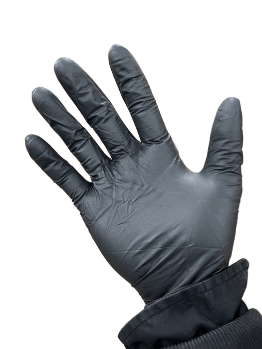 Right Hand Wearing a Black Nitrile Glove
